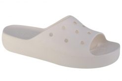 Klapki damskie Crocs Classic Platform Slide. Białe klapki Crocs, bez wzorów, z materiału, bez obcasa, bez zapięcia. Za 275.00 zł.