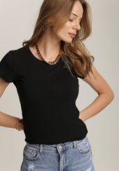 Czarny T-shirt Ariema. Czarne t-shirty Renee, l, bez wzorów, z dzianiny, bez kołnierzyka, bez ramiączek. W wyprzedaży za 23.99 zł.