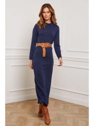 Joséfine Sukienka dzianinowa "Analog" w kolorze granatowym rozmiar: XL. Niebieskie sukienki Joséfine, xl, bez wzorów, z dzianiny, bez kołnierzyka, bez ramiączek, maxi. Za 130.99 zł.