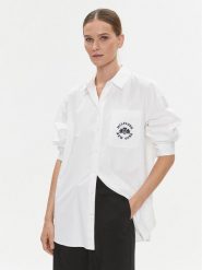 Tommy Hilfiger Koszula Varsity WW0WW39682 Biały Oversize. Białe koszule Tommy Hilfiger, l, bez wzorów, z bawełny, bez kołnierzyka, bez ramiączek. Za 799.99 zł.