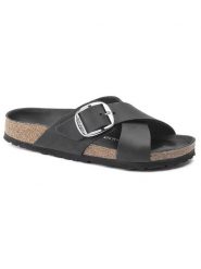 Birkenstock Skórzane klapki "Siena Big Buckle" w kolorze czarnym rozmiar: 38. Czarne klapki Birkenstock, bez wzorów, klasyczne, z otwartym noskiem, bez obcasa, bez zapięcia. Za 537.45 zł.