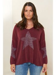 Curvy Lady Sweter w kolorze bordowym rozmiar: 44/46. Czerwone swetry Curvy Lady, bez wzorów, klasyczne, bez ramiączek. Za 173.60 zł.