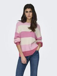 ONLY Sweter w kolorze różowo-kremowym rozmiar: S. Brązowe swetry ONLY, s, bez wzorów, ze splotem, bez ramiączek. Za 79.03 zł.