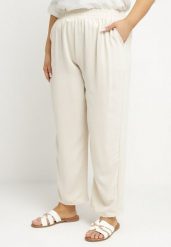 Beżowe Szerokie Spodnie z Bawełną i Wysokim Stanem Naitte. Brązowe jeansy Born2be, xl, bez wzorów, z bawełny, eleganckie, z podwyższonym stanem. Za 69.99 zł.