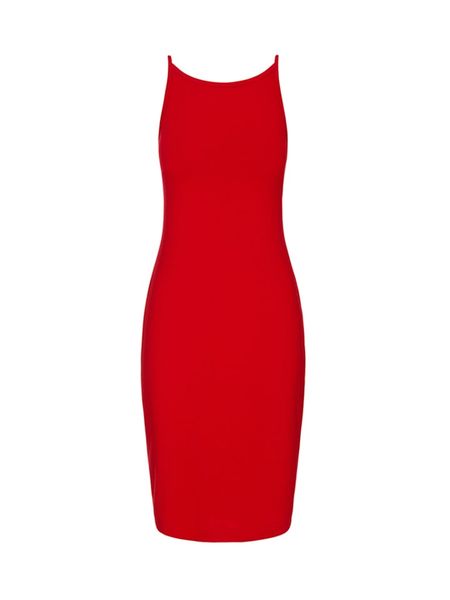 Risk made in warsaw Sukienka "Veni Vidi Vici" w kolorze czerwonym rozmiar: L. Czerwone sukienki Risk made in Warsaw, l, bez wzorów, bez kołnierzyka, bez ramiączek, midi. Za 100.52 zł.