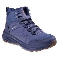 Buty do chodzenia damskie Hi-Tec Granise Mid WP. Niebieskie trekkingi Hi-tec, bez wzorów, z gumy, za kostkę, bez zapięcia, trekkingowe. Za 370.15 zł.