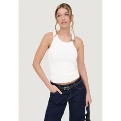 Bezrękawnik Kobieta ONLY Onlmeddi Sl Rib Tank Top Knt. Białe topy ONLY, bez wzorów, z materiału, bez kołnierzyka, bez ramiączek. W wyprzedaży za 163.80 zł.
