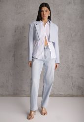 Niebieskie Jeansy z Bawełny Mom Fit High Waist Ozdobione Paskiem Minno. Niebieskie jeansy Renee, l, bez wzorów, z bawełny, z podwyższonym stanem. Za 109.99 zł.