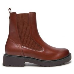 Botki Caprice. Brązowe botki Caprice, bez wzorów, bez obcasa, na płaskiej podeszwie, bez zapięcia. Za 249.99 zł.