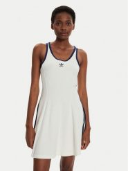 Adidas Sukienka codzienna IR7468 Biały Slim Fit. Białe sukienki adidas, na co dzień, xl, bez wzorów, z bawełny, bez kołnierzyka, bez ramiączek, proste. Za 169.99 zł.