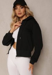 Czarna Casualowa Bluza z Ozdobnym Przeszyciem i Kapturem Siraca. Czarne bluzy Renee, l, bez wzorów, bez ramiączek. W wyprzedaży za 55.99 zł.