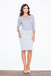 Szara Nowoczesna Sukienka z Suwakami. Szare sukienki Figl, xl, bez wzorów, z bawełny, bez kołnierzyka, bez ramiączek. Za 249.00 zł.