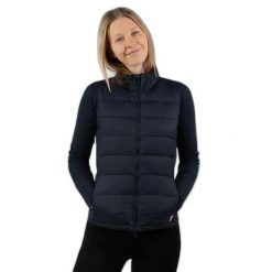 Damska lekka kurtka puchowa bez rękawów Horze Amber. Niebieskie kurtki HORZE, s, bez wzorów, z materiału, eleganckie, bez kaptura. Za 269.05 zł.