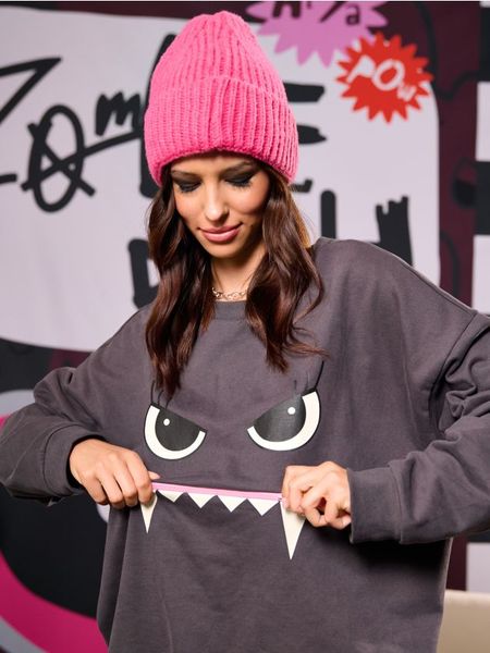 Bluza Zombie Dash - szary. Szare bluzy Sinsay, l, bez wzorów, bez kaptura. Za 49.99 zł.