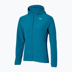 Kurtka do biegania damska Mizuno Alpha Jacket. Niebieskie kurtki do biegania Mizuno, bez wzorów, bez kaptura, do biegania. Za 199.99 zł.