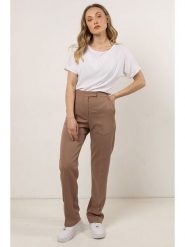 Awama Spodnie w kolorze beżowym rozmiar: S. Brązowe spodnie materiałowe Awama, bez wzorów, z materiału. Za 159.99 zł.