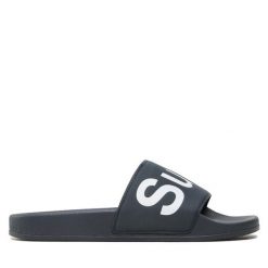 Klapki Superga. Niebieskie klapki Superga, bez wzorów, bez obcasa, bez zapięcia. Za 119.99 zł.