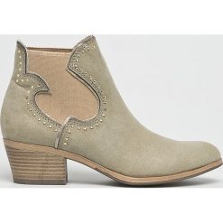 Marco Tozzi - Botki. Szare botki Marco Tozzi, z materiału. W wyprzedaży za 139.90 zł.