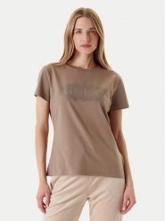 Guess T-Shirt V5YI08 J1314 Brązowy Regular Fit. Brązowe t-shirty Guess, l, z aplikacjami, z bawełny, bez kołnierzyka, bez ramiączek. Za 159.99 zł.