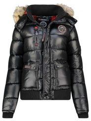 Geographical Norway Kurtka zimowa "Bugs" w kolorze czarnym rozmiar: M. Czarne kurtki Geographical Norway, na zimę, m, bez wzorów, prążkowane, bez kaptura. Za 300.45 zł.