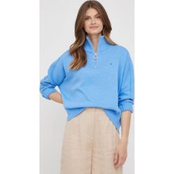 Tommy Hilfiger sweter damski. Niebieskie swetry Tommy Hilfiger, l, bez wzorów, z bawełny, bez ramiączek. Za 749.99 zł.