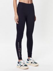 Tommy Hilfiger Legginsy Heritage WW0WW37347 Granatowy Slim Fit. Niebieskie legginsy Tommy Hilfiger, bez wzorów, z bawełny. Za 199.99 zł.