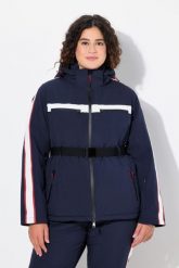 Damskie Kurtka sportowa wodoodporna dwukierunkowy zamek błyskawiczny. Niebieskie kurtki narciarskie Ulla Popken, plus size, bez wzorów, z elastanu, z kapturem, narciarskie. Za 849.99 zł.