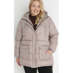 Beżowa Kurtka Pikowana z Kapturem Lannea. Brązowe kurtki Born2be, plus size, bez wzorów, z jeansu, z kapturem. W wyprzedaży za 160.99 zł.
