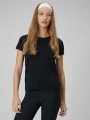4F T-shirt slim gładki damski - czarny XXL. Czarne t-shirty 4f, xxl, bez wzorów, z bawełny, klasyczne, bez kołnierzyka, bez ramiączek. W wyprzedaży za 39.99 zł.
