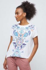 Medicine t-shirt bawełniany damski kolor biały. Białe t-shirty MEDICINE, bez wzorów, z bawełny, bez kołnierzyka, bez ramiączek. Za 69.90 zł.