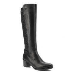 Czarne Kozaki Rieker Modne Obuwie Damskie. Czarne kozaki Rieker, bez wzorów, ze skóry, klasyczne, bez obcasa, na obcasie, bez zapięcia. Za 489.00 zł.
