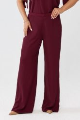 Eleganckie bordowe spodnie Rosa z poszerzoną nogawką PLUS SIZE XXL OVERSIZE JESIEŃ. Czerwone spódnice Moda Size Plus Iwanek, na co dzień, plus size, bez wzorów, z elastanu, eleganckie, mini, koszulowe. Za 249.90 zł.