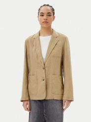 Tommy Hilfiger Marynarka Ess WW0WW44757 Beżowy Regular Fit. Brązowe marynarki i żakiety Tommy Hilfiger, bez wzorów, ze lnu, bez ramiączek. Za 619.99 zł.