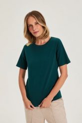 T-shirt z bawełny zielony. Zielone t-shirty MOODO, s, bez wzorów, z bawełny, bez kołnierzyka, bez ramiączek. Za 39.99 zł.