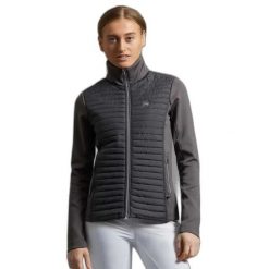 Damska techniczna kurtka jeździecka Premier Equine Elena. Szare kurtki PREMIER EQUINE, bez wzorów, z dżerseju, klasyczne, bez kaptura. Za 363.00 zł.