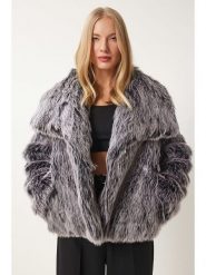 Happiness Istanbul Kurtka w kolorze szarym ze sztucznego futra rozmiar: onesize. Szare kurtki Happiness Istanbul, bez wzorów, bez kaptura. Za 351.38 zł.