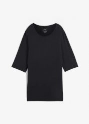 Szybko schnąca długa bluzka sportowa z rozcięciem. Czarne t-shirty sportowe bonprix, bez wzorów, bez ramiączek. Za 54.99 zł.