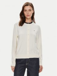 Tommy Hilfiger Kardigan WW0WW42370 Écru Regular Fit. Swetry Tommy Hilfiger, s, bez wzorów, z bawełny, bez ramiączek. Za 289.99 zł.