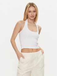 Noisy May Top Maya 27029026 Biały Slim Fit. Białe topy Noisy May, l, bez wzorów, z bawełny, bez kołnierzyka, bez ramiączek. Za 39.99 zł.