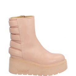 BOTKI DAMSKIE KIRA1572 NAP KAN. Botki Venezia, bez wzorów, ze skóry, bez obcasa, bez zapięcia. Za 269.00 zł.