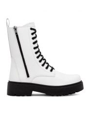 Lasocki Trapery WB-ALESSIA-11 Biały. Białe botki Lasocki, bez wzorów, ze skóry, bez obcasa, na płaskiej podeszwie, bez zapięcia. Za 289.99 zł.