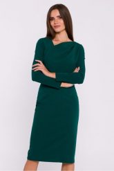 Elegancka sukienka ołówkowa z asymetrycznym dekoltem zielona. Zielone sukienki Stylove, m, bez wzorów, eleganckie, z asymetrycznym kołnierzem, bez ramiączek, asymetryczne. Za 359.00 zł.