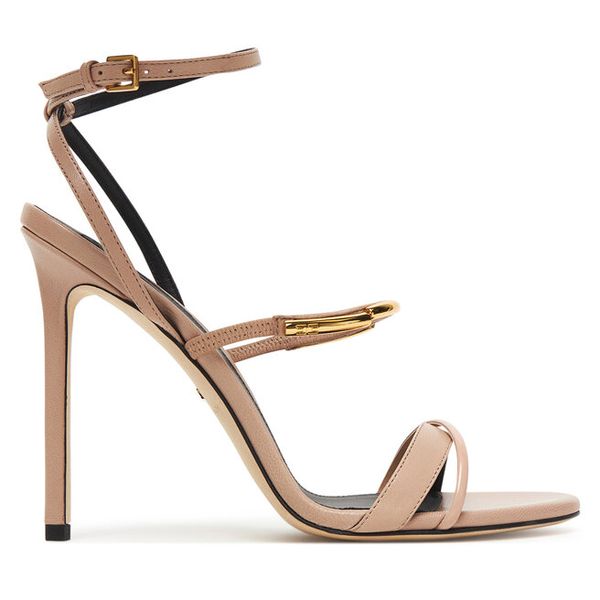 Sandały Elisabetta Franchi. Brązowe sandały Elisabetta Franchi, bez wzorów, bez obcasa, na szpilce, bez zapięcia. Za 2,689.00 zł.