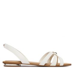 Sandały Aldo. Białe sandały Aldo, bez wzorów, bez obcasa, na płaskiej podeszwie, bez zapięcia. Za 249.99 zł.