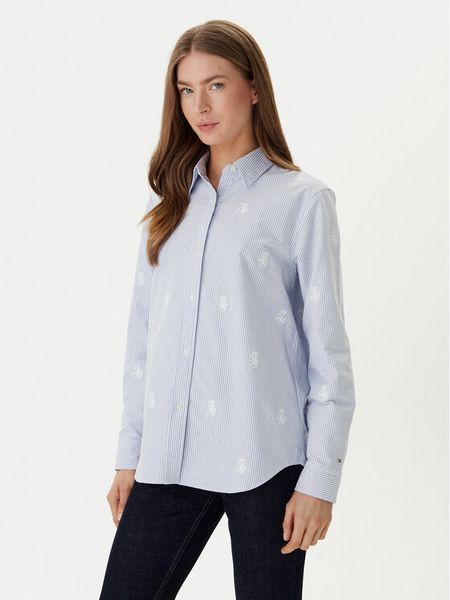 Tommy Hilfiger Koszula WW0WW49386 Błękitny Relaxed Fit. Niebieskie koszule Tommy Hilfiger, bez wzorów, z bawełny, bez kołnierzyka, bez ramiączek. Za 337.99 zł.
