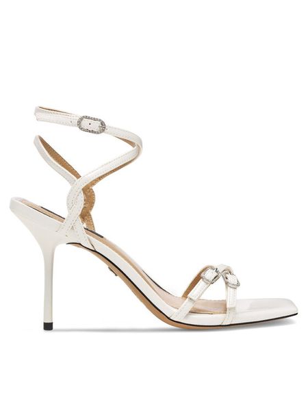 Nine West Sandały ZL23014CC Biały. Białe sandały Nine West, bez wzorów, z syntetyku, bez obcasa, na szpilce, bez zapięcia. Za 137.99 zł.