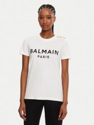 Balmain T-Shirt BF1EF005BB02 Biały Regular Fit. Białe t-shirty Balmain, xs, bez wzorów, z bawełny, bez kołnierzyka, bez ramiączek. Za 1,659.00 zł.