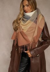 Beżowy Szalik Saltorin. Brązowe szaliki i kominy Renee, bez wzorów, z bawełny. Za 49.99 zł.