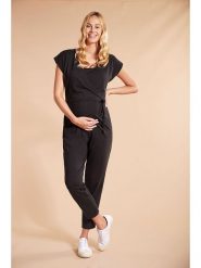 Frugi Kombinezon ciążowy "Mira" w kolorze czarnym rozmiar: 44. Czarne kombinezony Frugi, bez wzorów, z bawełny, bez kołnierzyka, bez ramiączek. Za 156.24 zł.