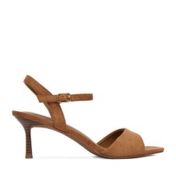 Sandały JENNY. Brązowe sandały Jenny, bez wzorów, bez obcasa, na szpilce, bez zapięcia. Za 129.99 zł.